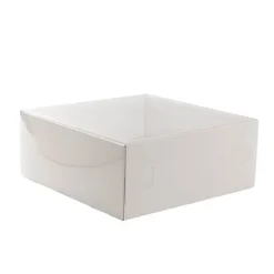 Gift Hamper Box with PVC Lid Square White (30Lx30Wx12Hcm)