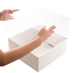 Gift Hamper Box with PVC Lid Square White (30Lx30Wx12Hcm)