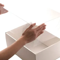 Gift Hamper Box with PVC Lid Rectangle White (25Lx20Wx10Hcm)