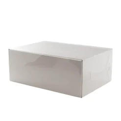 Gift Hamper Box with PVC Lid Rectangle White (30Lx20Wx12Hcm)