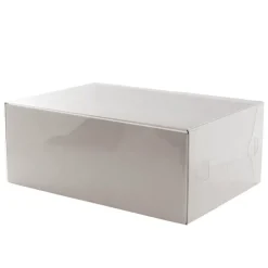 Gift Hamper Box with PVC Lid Rectangle White (36Lx25Wx14Hcm)