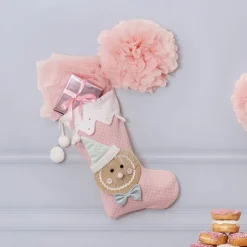 Gingerbread Man Stocking Pink (28x2x51cmH)