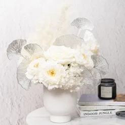 Ginkgo Leaf Spray Metallic Silver (70cmH)