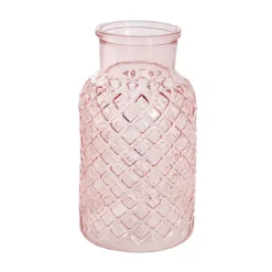 Glass Ann Bottle Vase Large Light Pink (14.5x25.5cmH)