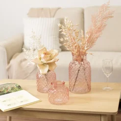 Glass Ann Bottle Vase Large Light Pink (14.5x25.5cmH)