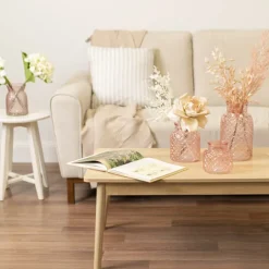 Glass Ann Bottle Vase Small Tint Pink (12.3x12cmH)