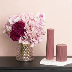 Glass Ann Posy Bottle Vase Light Pink(12x16cmH)