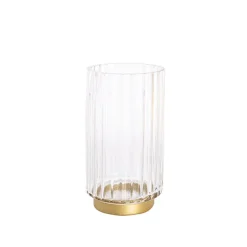 Glass Astoria Ribbed Vase Clear (11.5Dx20.5cmH)