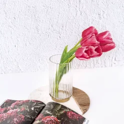 Glass Astoria Ribbed Vase Clear (11.5Dx20.5cmH)