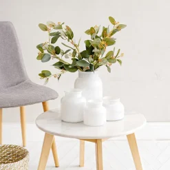 Glass Botany Bottle Glossy White (14x16cmH)