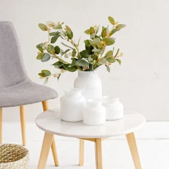 Glass Botany Bottle Mini Glossy White (12x12cmH)