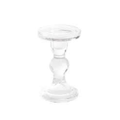 Glass Candle Holder Clear (8.5x13.6cmH)