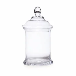 Glass Candy Jar Cylinder with Lid Clear (16.5Dx32cmH)