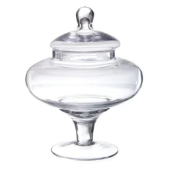 Glass Candy Jar Squat with Lid Clear (20Dx25cmH)