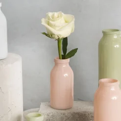 Glass Classic Milk Bottle Solid Glossy Soft Peach (5x10cmH)