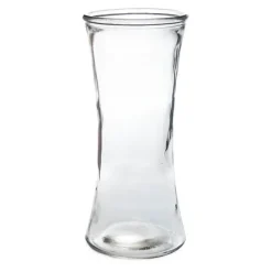 Glass Country Vase Concaved Sided Clear (11Dx25cmH)