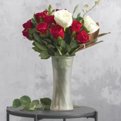 Glass Country Vase Concaved Sided Frost Clear (12.5Dx20cmH)