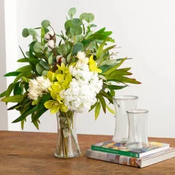 Glass Country Vase Concaved Sided Clear (10DX17cmH)