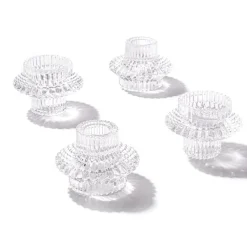 Glass Craft Ripple 2 in 1 Candle Holder Clear (8x5.6cmH)
