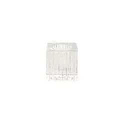 Glass Craft Ripple Cube Dinner Candle Holder Clear (4x4cmH)