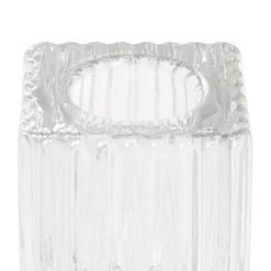 Glass Craft Ripple Dinner Taper Candle Holder Clear (4x6cmH)