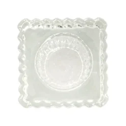 Glass Craft Ripple Dinner Taper Candle Holder Clear (4x6cmH)