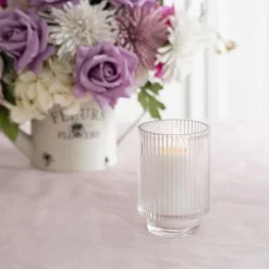 Glass Craft Ripple Vase Candle Holder Clear (8.7x12.8cmH)