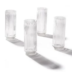 Glass Craft Ripple Vase Candle Holder Clear (6x16cmH)