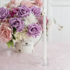 Glass Crystal Cube Dinner Candle Holder Clear (4x4cmH)