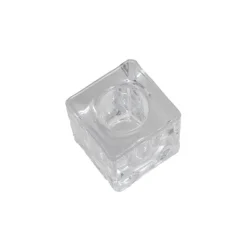 Glass Crystal Cube Dinner Candle Holder Clear (4x4cmH)