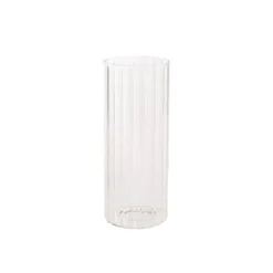Glass Cylinder Floral Event Vase Ribbed Clear (10Dx20cmH)