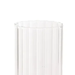 Glass Cylinder Floral Event Vase Ribbed Clear (10Dx20cmH)