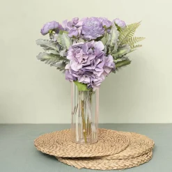 Glass Cylinder Floral Event Vase Ribbed Clear (10Dx25cmH)