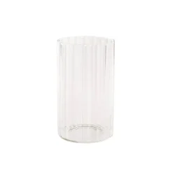 Glass Cylinder Floral Event Vase Ribbed Clear (12Dx20cmH)