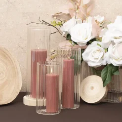 Glass Cylinder Floral Event Vase Ribbed Clear (10Dx30cmH)