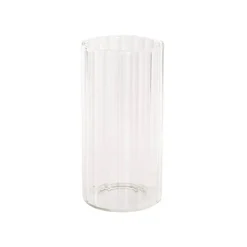 Glass Cylinder Floral Event Vase Ribbed Clear (12Dx25cmH)