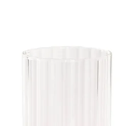 Glass Cylinder Floral Event Vase Ribbed Clear (12Dx25cmH)