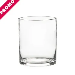 Glass Cylinder Vase Clear (15Dx18cmH) Promo