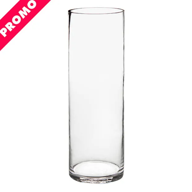 Glass Cylinder Vase Clear (10Dx30cmH) Promo