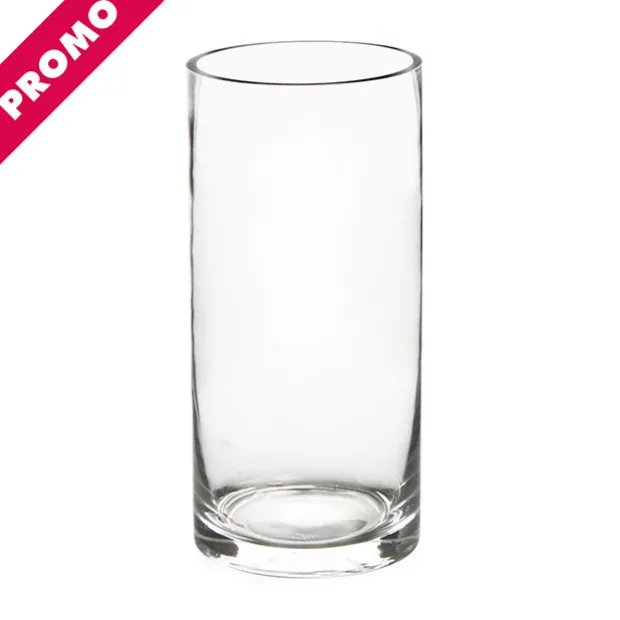 Glass Cylinder Vase Clear (12Dx25cmH) Promo