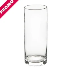 Glass Cylinder Vase Clear (10Dx25cmH) Promo