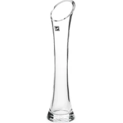 Glass Cylinder Waisted Bud Vase Diag Top Clear (9Dx37cmH)