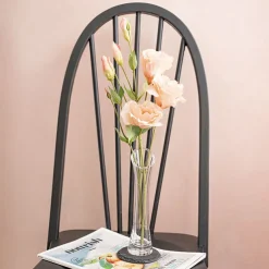 Glass Cylinder Waisted Bud Vase Diag Top Clear (6Dx23cmH)