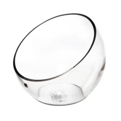 Glass Diagonal Cut Round Vase Clear (TD:24x BD:13x21cmH)