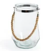 Glass Elva Hurricane Vase Rope Handle Clear (20cmDx28cmH)