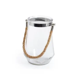 Glass Elva Hurricane Vase Rope Handle Clear (12Dx16cmH)