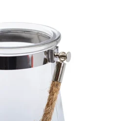 Glass Elva Hurricane Vase Rope Handle Clear (12Dx16cmH)