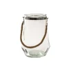 Glass Elva Hurricane Vase Rope Handle Clear Geo (20cmx28cmH)