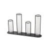 Glass Four Tube Bud Vase Metal Frame Black (30.6x17.5cmH)