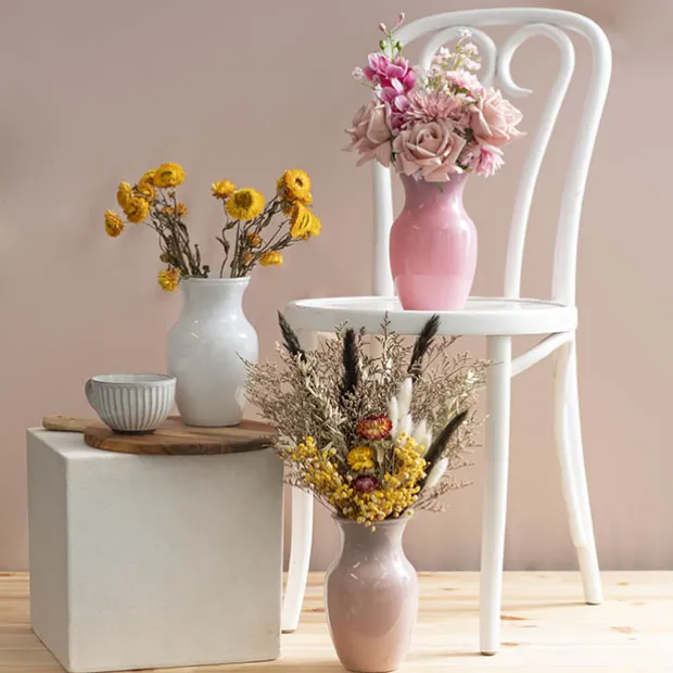 Glass Ginger Flared Vase Solid Pink (12Dx20cmH)